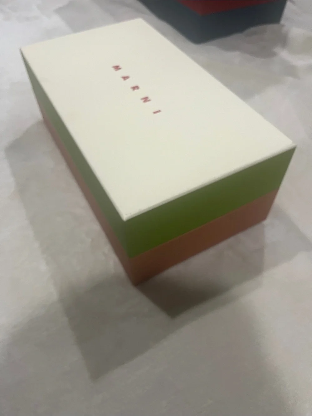 Marni Two-Tone Branded Box in Cream, Olive & Dusted Rose